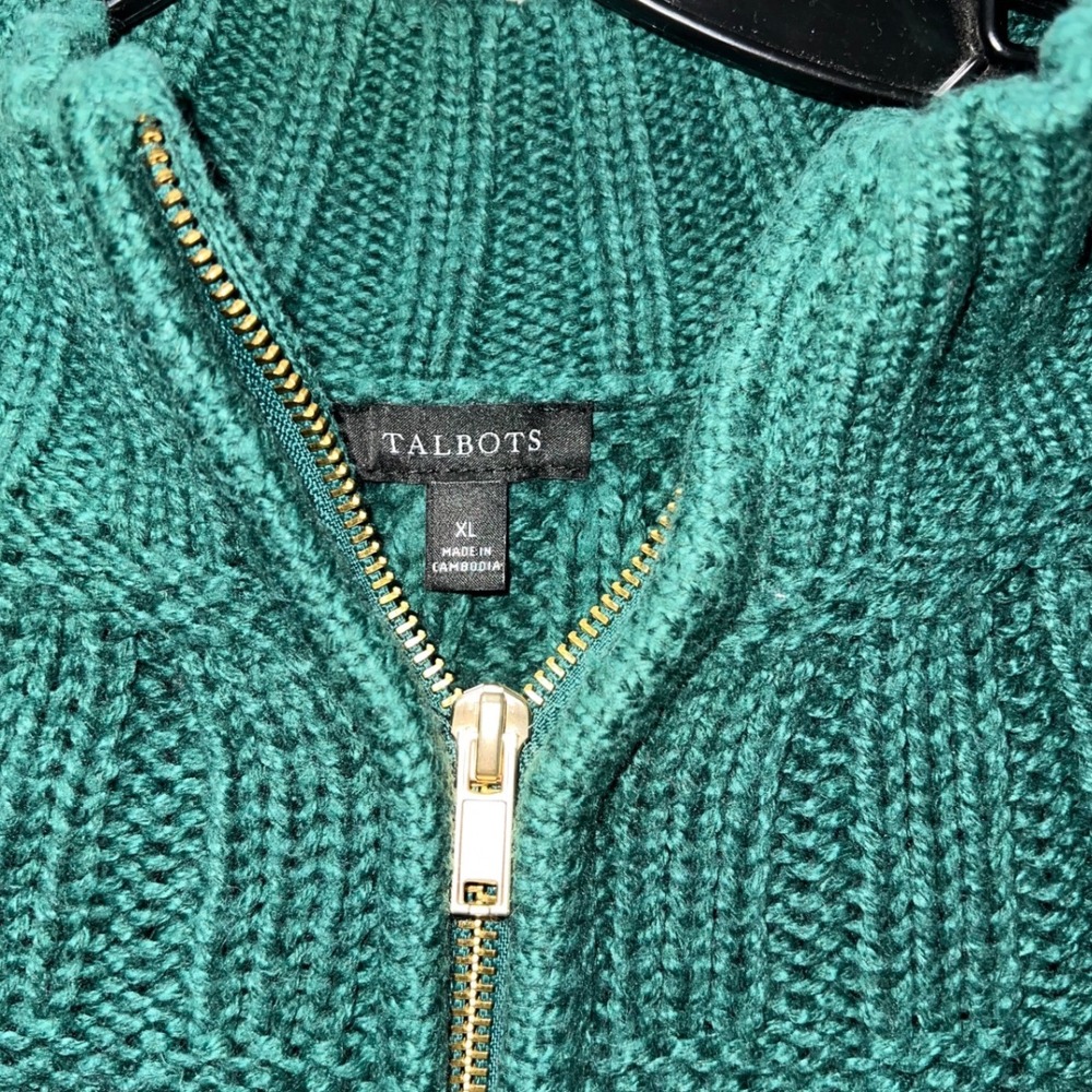 Talbots Women's XL Green Thick Chunky Knit Sweater - Picture 2 of 5